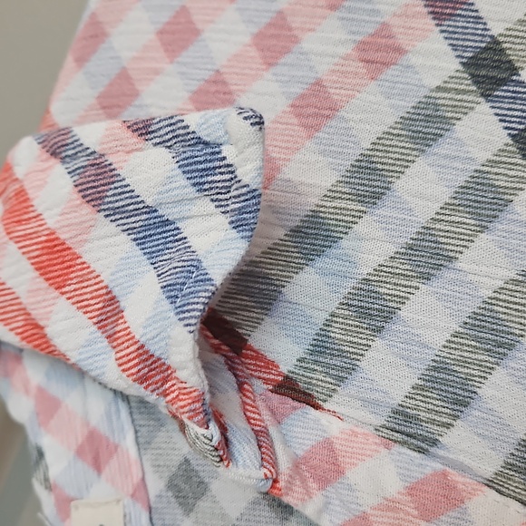 Wallflower Gingham Colorful Tie Front Button Down Large Crop Top - Picture 4 of 7